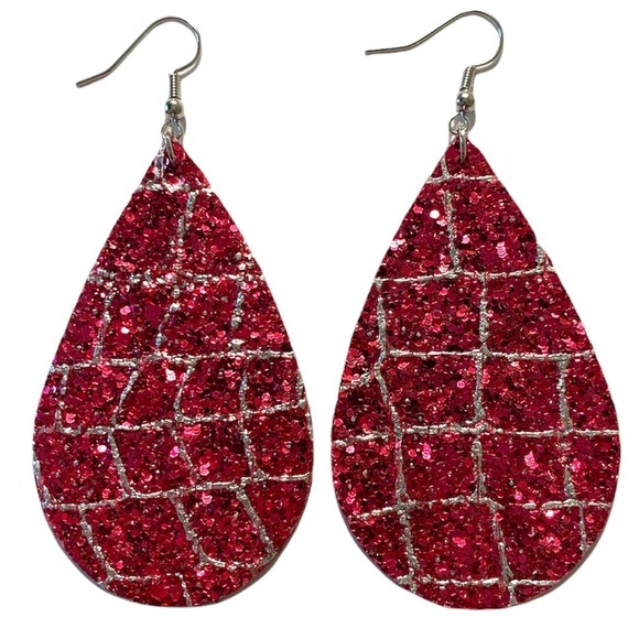 Faux Leather Dangle Earrings - Picture 2 of 4